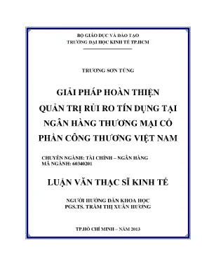 Giải pháp hoàn thiện quản trị rủi ro tín dụng tại Vietinbank