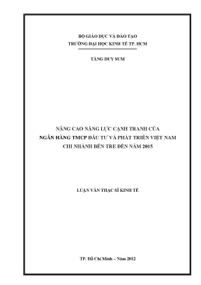 Nâng cao năng lực cạnh tranh ngân hàng BIDV Bến Tre