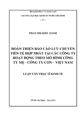 Hoàn thiện báo cáo lưu chuyển tiền tệ hợp nhất tại Việt Nam