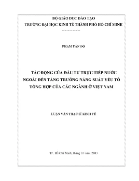 Tác động FDI đến tăng trưởng năng suất ở Việt Nam