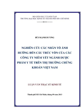 Các nhân tố ảnh hưởng cấu trúc vốn công ty dược Việt Nam