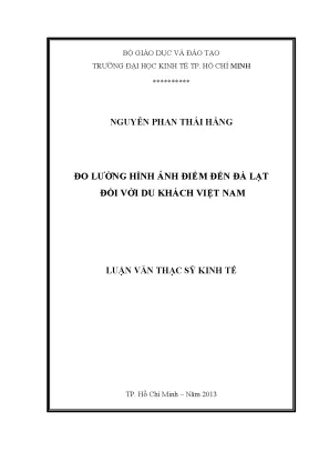 Đo lường hình ảnh Đà Lạt đối với du khách Việt Nam