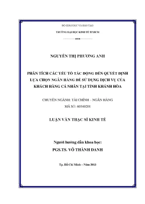 Phân Tích Yếu Tố Lựa Chọn Ngân Hàng Tại Khánh Hòa