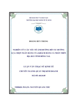 Yếu tố ảnh hưởng đến lựa chọn ngân hàng tại Đồng Nai