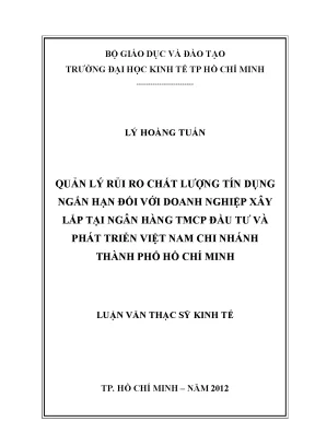 Quản lý rủi ro tín dụng ngắn hạn cho doanh nghiệp xây lắp