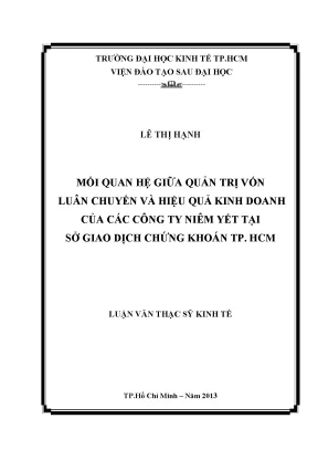 Quản trị vốn luân chuyển và hiệu quả kinh doanh