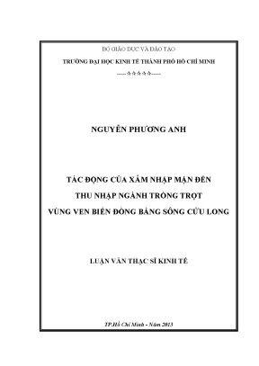 Tác động xâm nhập mặn đến thu nhập trồng trọt ĐBSCL
