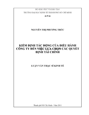 Kiểm Định Tác Động Điều Hành Công Ty Đến Quyết Định Tài