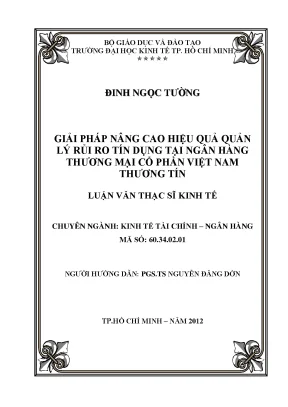 Giải pháp quản lý rủi ro tín dụng hiệu quả tại VIETBANK