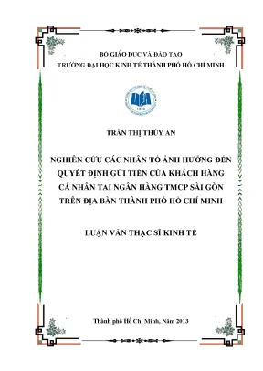 Nhân tố ảnh hưởng đến quyết định gửi tiền tại ngân hàng