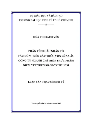 Phân Tích Nhân Tố Cấu Trúc Vốn Ngành Thực Phẩm