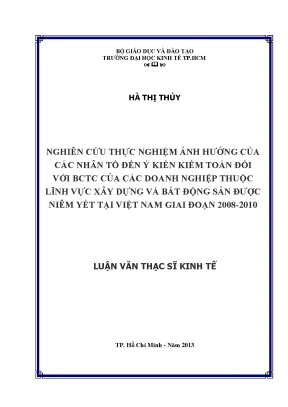 Nghiên cứu ảnh hưởng nhân tố đến ý kiến kiểm toán BCTC