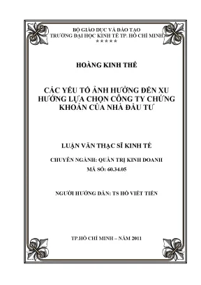 Yếu tố ảnh hưởng đến lựa chọn công ty chứng khoán