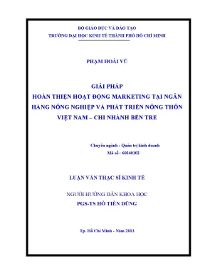 Giải pháp marketing cho Agribank Bến Tre