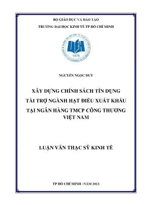 Chính sách tín dụng ngành hạt điều xuất khẩu