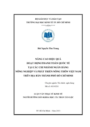 Nâng cao hiệu quả thanh toán quốc tế tại Agribank