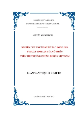 Nhân tố ảnh hưởng đến tỷ suất sinh lợi cổ phiếu Việt Nam