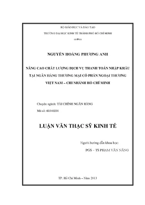 Nâng cao chất lượng dịch vụ thanh toán nhập khẩu