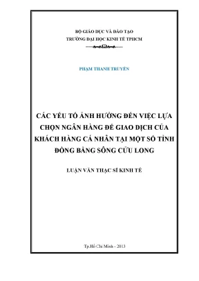 Yếu tố lựa chọn ngân hàng của khách hàng cá nhân