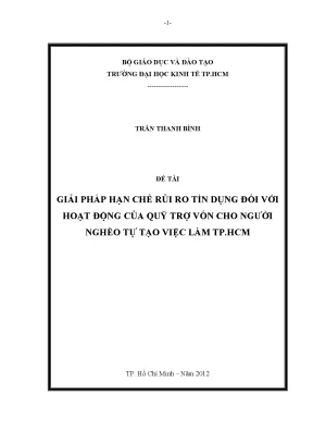 Giải pháp hạn chế rủi ro tín dụng cho quỹ trợ vốn