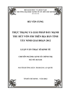Thực trạng và giải pháp thu hút vốn FDI tại Tây Ninh