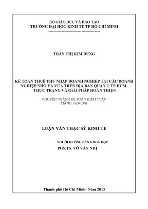 Kế toán thuế TNDN cho doanh nghiệp nhỏ tại quận 7