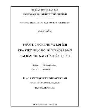 Phân tích chi phí và lợi ích phục hồi rừng ngập mặn