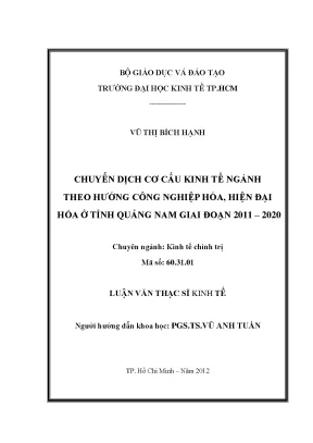 Chuyển dịch cơ cấu kinh tế Quảng Nam 2011-2020