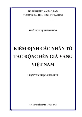 Kiểm định nhân tố tác động đến giá vàng Việt Nam
