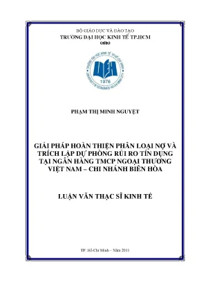 Giải pháp hoàn thiện phân loại nợ tại ngân hàng