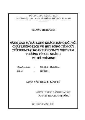 Nâng cao sự hài lòng khách hàng tại Vietbank HCM
