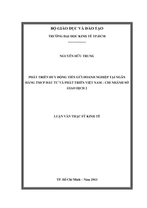 Phát triển huy động tiền gửi doanh nghiệp tại BIDV