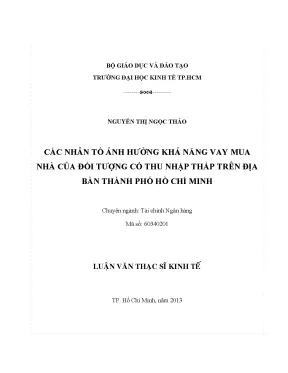 Nhân tố ảnh hưởng khả năng vay mua nhà thu nhập thấp
