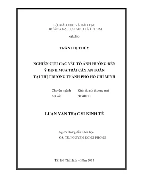 Nghiên cứu ý định mua trái cây an toàn tại TP.HCM