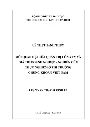 Mối quan hệ quản trị công ty và giá trị doanh nghiệp tại