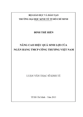 Nâng cao hiệu quả sinh lợi ngân hàng TMCP Công Thương