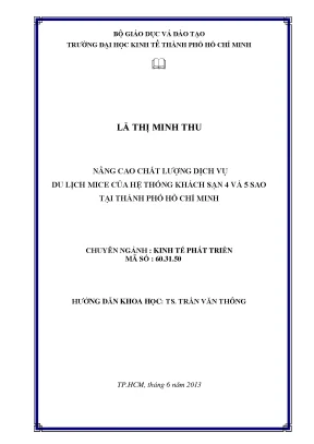 Nâng cao chất lượng dịch vụ du lịch MICE tại TPHCM