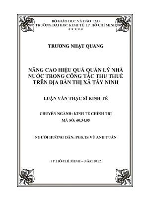 Nâng cao hiệu quả quản lý thuế tại Tây Ninh