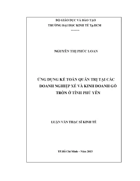 Ứng dụng kế toán quản trị trong doanh nghiệp gỗ Phú Yên