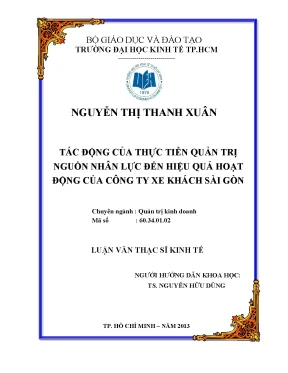 Tác động quản trị nguồn nhân lực đến hiệu quả công ty xe