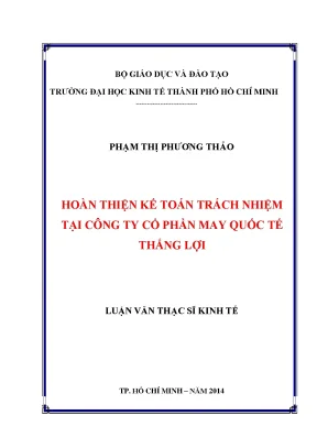 Hoàn thiện kế toán trách nhiệm tại công ty may