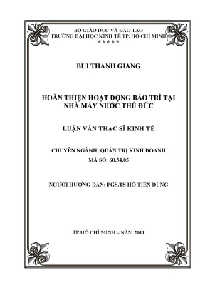 Hoàn thiện bảo trì tại nhà máy nước Thủ Đức