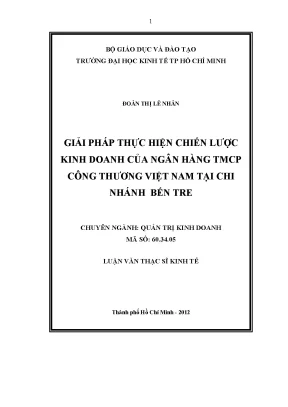 Giải pháp chiến lược kinh doanh Vietinbank Bến Tre