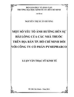 Yếu tố ảnh hưởng đến sự hài lòng của nhà thuốc tại TP.HCM
