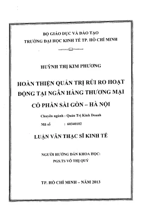 Quản trị rủi ro tại ngân hàng Sài Gòn - Hà Nội