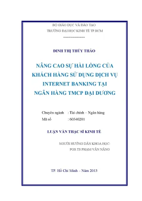Nâng cao sự hài lòng khách hàng dịch vụ Internet Banking