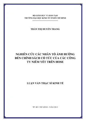 Nhân tố ảnh hưởng chính sách cổ tức công ty niêm yết HOSE