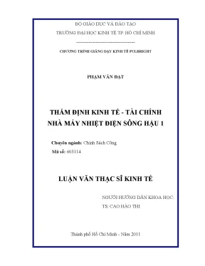 Thẩm định kinh tế tài chính nhà máy nhiệt điện Sông Hậu 1
