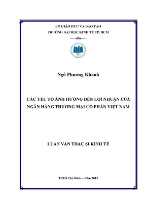 Yếu tố ảnh hưởng đến lợi nhuận ngân hàng Việt Nam