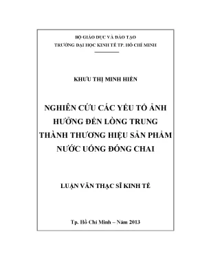 Nghiên cứu lòng trung thành thương hiệu nước uống đóng chai